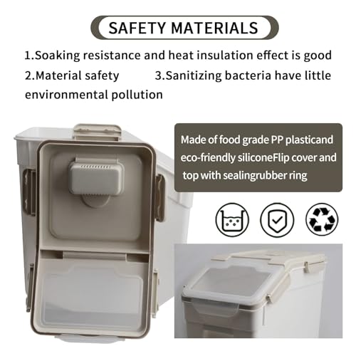 Saim Flour Storage Containers Bin 25lbs, 4Pack Airtight BPA Free Rice & Food Dispenser with Measuring Cup, Scoop - Kitchen Pantry Organizer for Flour, Rice, Grain, Cereal, Pet Food (Grey) - color: 4Pack 25lbs Grey