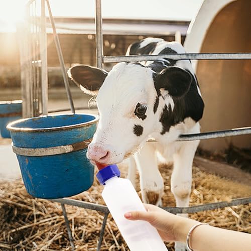 2PCS 500ml Calf Nursing Feeder Bottles with Rubber Nipple Milk Feeder,Farm Goat Calf Sheep Milk Feeder Livestock Tools