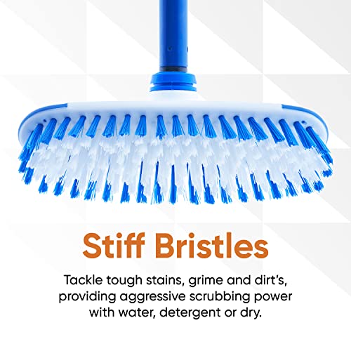Superio Deck Scrub Brush with Long Handle (54 Inches) Heavy Duty Stiff Bristles Grout Scrubber with Scraper - Cleans Hot Tub, Swimming Pool, Granite Tiles, Bathroom, Patio, Kitchen, Wall and Deck - size: 54 in Handle | 9 in x 3 in Head