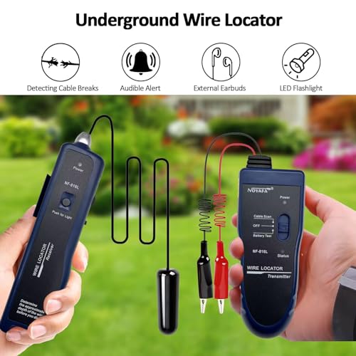 Underground Wire Locator Upgrade, RockyMars Cable Tester with Rechargeable 1100mAh Battery for Invisible Fence for Dogs, Circuit Breaker Finder, Electric Fence Wire Tracer, Wire Break Locator, etc. - style: NF-816L