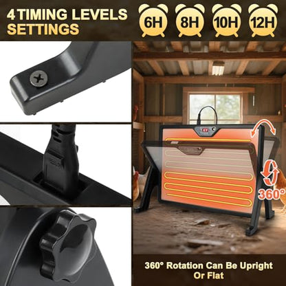 Smart 180W Chicken Coop Heater with Remote Control – Low Energy Consumption, Dual-Mode Heating for Winter Poultry & Small Pets