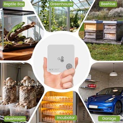 MOCREO WiFi Room Thermometer Hygrometer, Remote Email App Alert, 2 Years Data Export, 2 Years Battery, No Subscription, 3 Smart Temperature Sensors for RV, Greenhouse, Vacation Home, HVAC - style: 3 sensors + H3 hub