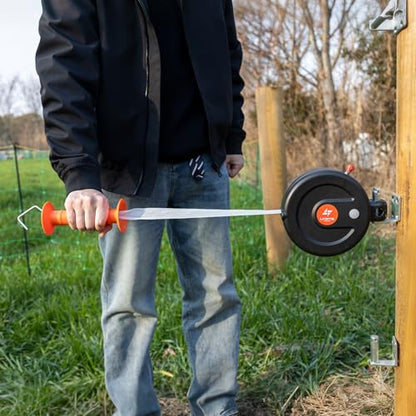Electric Fence Gate Handle, Built in 10m Electric Fence Poly Tapes | Retractable Reusable Electric Fence Handle Allowing Free Entry and Exit Without Power Interruption - size: Tape Gate Handle - 10M