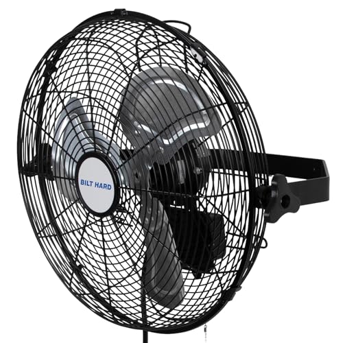 BILT HARD 14 in. High Velocity Outdoor Wall Mount Fan, 3-Speed 3000 CFM Waterproof Wall Fan, Industrial Outdoor Fans for Commercial, Garage, Patio and Gazebo Use, ETL Listed - size: 14 in