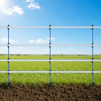 50 Pack Fixed Insulator Fiberglass Posts, 48 Inch Step-in Electric Fence Posts, Easy Step-in Posts for Livestock Fencing, Garden Fencing and Boundary Marking,Blue - color: Blue
