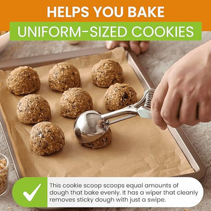 Spring Chef Medium #40 Stainless Steel Cookie Scoop for Baking, Multifunctional Kitchen Food Scooper with Trigger Release, 1.7 Tablespoon Melon Scooper - Dishwasher Safe Meatball Scoop - Mint - color: Mint, size: #40 - Medium - 1.7 Tbsp