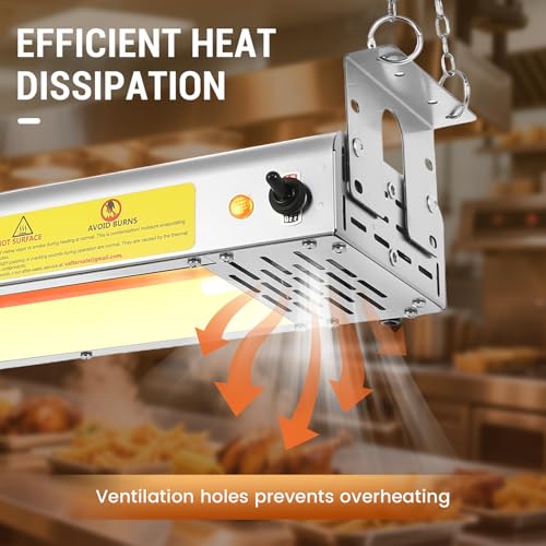 36-Inch Food Heat Lamp - 1000W Commercial Food Warmer Lamp Overhead Stainless Steel Catering Heat Lamps Electric Strip Heater for Restaurant Buffet Parties Kitchen, Silver 115V - color: Silver, size: 36 Inch