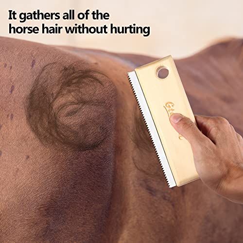 Shedding and Grooming Tool - Brush Scraper for Pets' Undercoat, Horses, Cattle, and Cats, Wooden Handle with Stainless Steel Blade