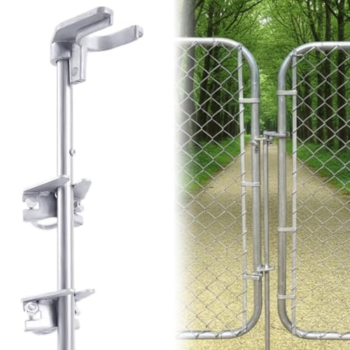 Hicarer 36" Chain Link Drop Rod for Double Gate Heavy Duty Pull Style Fence Gate Latch for 1-3/8" Chain Link Fence Frame Galvanized Steel Latch