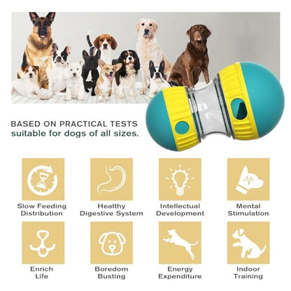 BSISUERM Dog Puzzle Toy Adjustable Treat Dispensing Ball Food Dispenser Tough Slow Feeder Puppy Enrichment Training Toy Pet Interactive Chase Toys for Small Medium Large Dogs to Keep Them Busy, Green - color: Green - Single - Standard