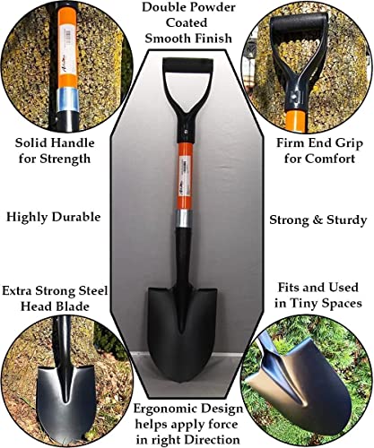 AshmanOnline Medium Round Shovel 2 Pack, 27 Inches, Durable Handle, Comfortable Grip, Multipurpose Premium Round Point Blade - size: 2 Pack, style: Small Digging Shovel