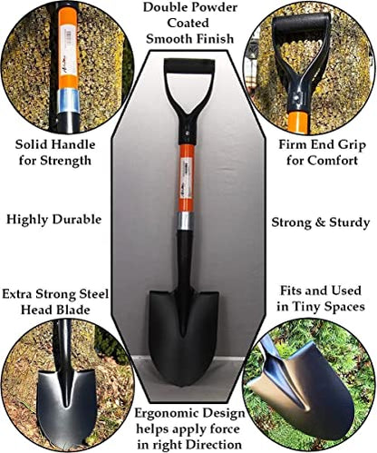 AshmanOnline Medium Round Shovel 2 Pack, 27 Inches, Durable Handle, Comfortable Grip, Multipurpose Premium Round Point Blade - size: 2 Pack, style: Small Digging Shovel