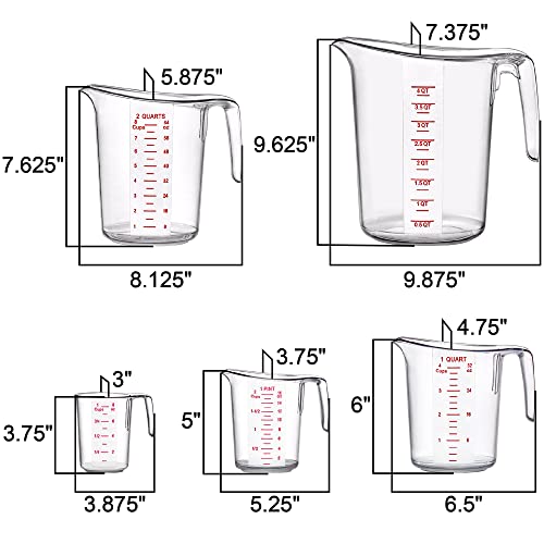 Amazing Abby - Melissa - Plastic Measuring Cups (5-Piece Set), Food-Grade Measuring Jugs, 1/2/4/8/16-Cup Capacity, Unbreakable, Stackable, Dishwasher-Safe, Great for Oil, Vinegar, Flour, and More - style: 5-Piece Set (1/2/4/8/16-Cup)