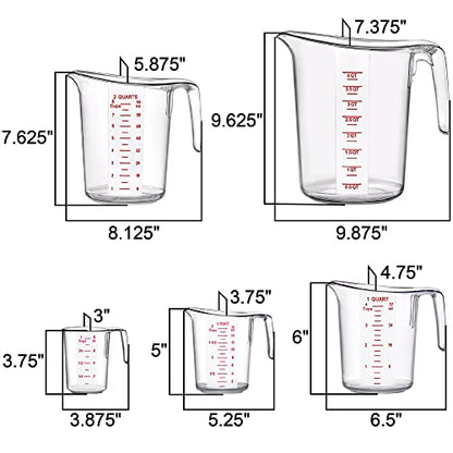 Amazing Abby - Melissa - Plastic Measuring Cups (5-Piece Set), Food-Grade Measuring Jugs, 1/2/4/8/16-Cup Capacity, Unbreakable, Stackable, Dishwasher-Safe, Great for Oil, Vinegar, Flour, and More - style: 5-Piece Set (1/2/4/8/16-Cup)