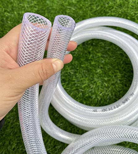 1/2" ID x 3/4" OD - 100 Ft High Pressure Braided Clear PVC Vinyl Tubing Flexible Tube Heavy Duty Reinforced Hose Tubing - size: 100 ft, style: 1/2" ID x 3/4" OD