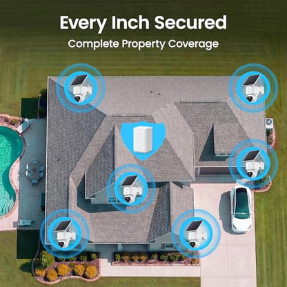 aosu T2 Ultra 4K Security Cameras Wireless Outdoor, 6 Cam Kit, Smart Home Security System with TrueColor Night Vision, AI Recognition & 360° Motion Tracking, Solar Power, Expandable 1TB Local Storage - style: 6-Cam Kit