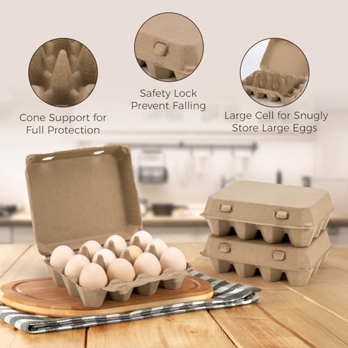 100 Pack Egg Cartons, 3x4 Style Paper Pulp Egg Trays, Sturdy & Reusable Egg Holder 12 Count Dozen Chicken Egg Storage Tray for Farmers, Home Use & Transport - style: 100Pcs Egg Carton