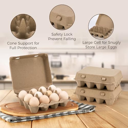 100 Pack Egg Cartons, 3x4 Style Paper Pulp Egg Trays, Sturdy & Reusable Egg Holder 12 Count Dozen Chicken Egg Storage Tray for Farmers, Home Use & Transport - style: 100Pcs Egg Carton