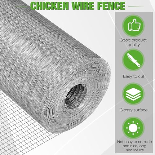 Tatuo Hardware Cloth 1/2 Inch 72in x 100ft Hot Dip Galvanized After Welded Cage Mesh Rolls 21 Gauge Metal Chicken Wire Roll Wire Fencing Poultry Netting for Raised Garden Rodent Animals - color: Silver, size: 72in X 100ft