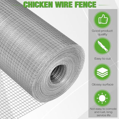 Tatuo Hardware Cloth 1/2 Inch 72in x 100ft Hot Dip Galvanized After Welded Cage Mesh Rolls 21 Gauge Metal Chicken Wire Roll Wire Fencing Poultry Netting for Raised Garden Rodent Animals - color: Silver, size: 72in X 100ft