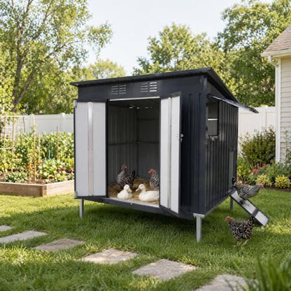 Outdoor Chicken Coop, Pull Out Waste Trays, Raised Base & Ventilated Window