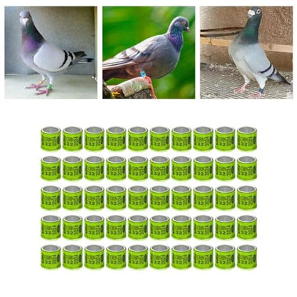 50 Pieces Pigeon Leg Rings Bird Aluminum Identification Clips Numbered Training Bands Reusable Suitable for Pigeon Flock