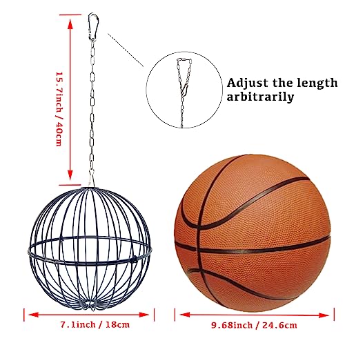 Hanging Chicken Feeder - 7.1 Inch Large Iron Chicken Veggie Treat Ball - Sturdy Chicken Treat Holder with 15.7 Inch Hanging Chain (2PCS Black) - color: 2PCS Black