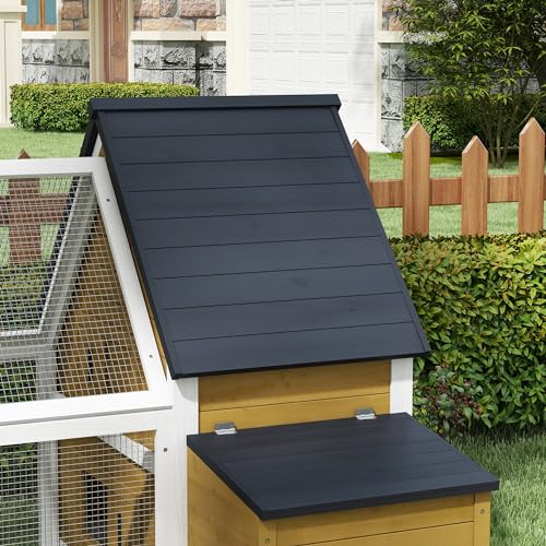 PawHut 65" Chicken Coop Wooden with Detachable Run, Outdoor Chicken House Poultry Cage Hen with Nesting Box, Removable Tray, Roosting Bars, Ramp, for Garden Backyard, Natural - color: Natural