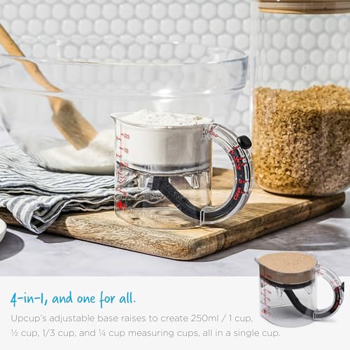 Dreamfarm Measuring Cup and Spoons Set | Upcup All-in-1 Scrape Up Measuring Cup and Levoons Self-Levelling Measuring Spoons for Baking and Cooking