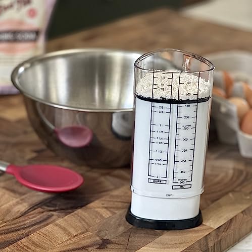 KitchenArt 2 Cup Tri Adjust A-Cup, Easy Pour Measuring Cup, 3.25x3.25x6", Black/White - size: 2 Cup