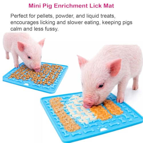 3Pcs Pig Enrichment Toys, Silicone Lick Mat for Mini Pigs with Spatula, Suction Cup Slow Feeder Enrichment Mat for Powder Slurry, Soft Food & Pellets, Toy for Mini Pigs.