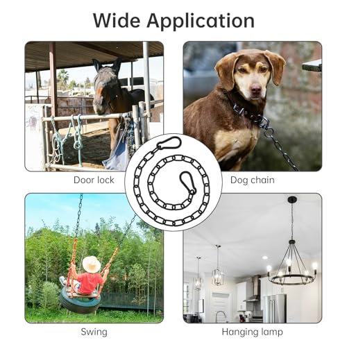 2 Pack Gate Chain Lock for Outdoor Fence,304 Stainless Steel Gate Chain 39" x 13/64" with Both-Ended M8 Carabiners,Chain Link Latch Lock for Wooden Fence Pet Cages (39" x 13/64", Piece, 1) - size: 39" x 13/64"