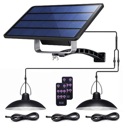 ABZXT Solar Pendant Lights Upgraded Double Bulb Lights IP65 Waterproof Dusk to Dawn Auto Lamp with Remote Controller for Outdoor Shed Barn Chicken Coop Bullpen Pig Pen Stables Tents etc(Dual Lamp) - size: Dual Lamp