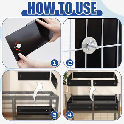 Chunful Scatter Guards Compatible with Ferret Nation & Critter Nation, 9 Pcs Pull Out Adjustable Small Animal Cages Guards, Urine & Litter Containment for Ferrets, Chinchillas, Rats(Black) - color: Black