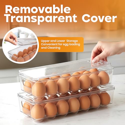 Utopia Home Egg Container With Lid and Handle for Refrigerator - Pack of 1 - Clear Stackable Egg Holder for Kitchen Storage and organization - size: Pack of 1