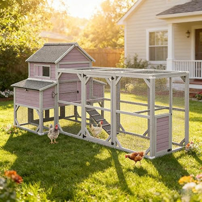 Aivituvin Extra Large Chicken Coop 137" L Hen House Duck Cage for 10-15 Chickens with Spacious Run, 6 Nesting Box, 6 Raised Perches (Grey, AIR46) - color: Grey, size: AIR46