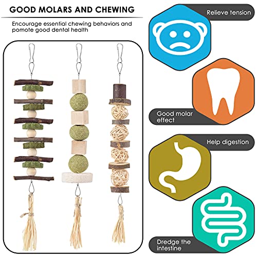 Bissap 3PCS Bunny Chew Toys, Natural Hanging Rabbit Chew Toy Treats for Guinea Pigs Hamsters Gerbils Chinchilla and Other Small Pets for Teeth Grinding - size: 3 PCS