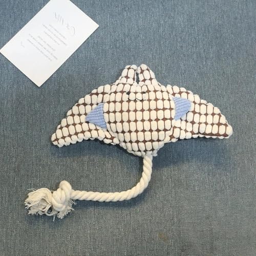 Pet Bite Resistant Teeth Grinding Pet Plush Toy Interactive Dog Toy - color: White Devil Fish