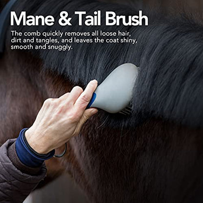 Harrison Howard ShineWell Humanized Design Non-Slip Ultra-Soothing Mane and Tail Brush for Horse - color: Deep Blue