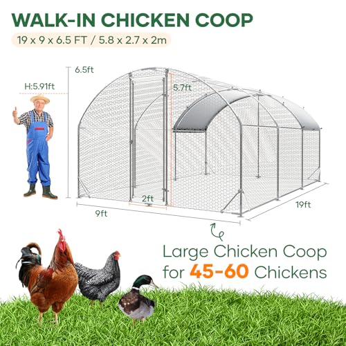 Metal Chicken Coop with Runs for Yard with Cover Waterproof Quail Coop Walk in Duck Coop, Chicken Pen House Cage gallinero para gallinas with Security Lock for Outdoor Farm Rabbit Run 10x20FT - size: 236.0"L x 118.0"W x 77.0"H