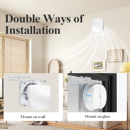 WiseWater Bathroom Exhaust Fan, 110V ac 56CFM 34 dB 4” Duct 6" Panel Extractor Fan, Ceiling&Wall Mounted Ventilation Fan for Bathroom, Laundry Room, Bedroom, Office - size: 4"