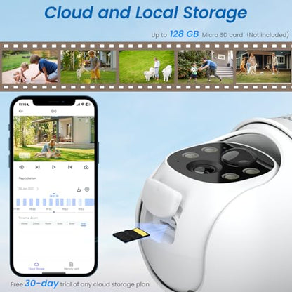 Cinnado 2K Cameras for Home Security-2.4G WiFi Outdoor Camera Wireless Solar/Battery Powered, 360° Viewing, Human Detection, Color Night Vision, Cloud/SD Storage B6 (B6-White-4pack-2.4G) - style: B6-White-4pack-2.4G