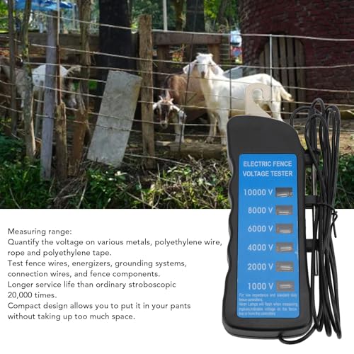 Electric Fence Tester,Portable Electric Fence Tester Fence Voltmeter, Digital Electric Fence Tester 12 KV with 8 Indicator Lights for Farms