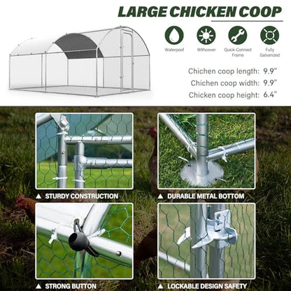 Oranland Large Metal Chicken Coop Walk-in Chicken Run for Yard Chicken Pen Outdoor Heavy Duty Poultry Cage with Waterproof and Anti-Ultraviolet Cover for Outdoor Farm Use