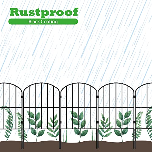 OUSHENG 25 Panels Metal Garden Fence 27ft x 24in - Rustproof Decorative Wire Fencing for Outdoor Yard, Flower Bed, Patio | Arched Animal Barrier & Landscape Edging (Black) - size: 27' (L) x 24'' (H)