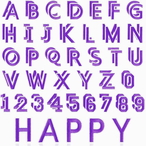 ASTARON 72 Pcs Iron on Letters and Numbers Patches, 1.5 Inch Letters A-Z Numbers 0-9 Embroidered Applique Patches Alphabet Cloth Patch for Clothes, Bags, Socks, Jeans, Hat, DIY Accessories(Purple) - color: Purple