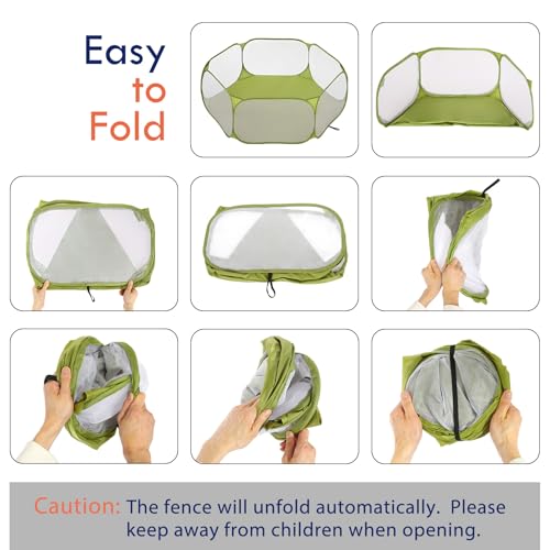 Pawaboo Small Animals Playpen, Waterproof Small Pet Cage Tent with Strong Steel Wire Frame, Portable Outdoor Yard Fence for Chick/Kitten/Puppy/Guinea Pig/Rabbits/Hamster/Chinchillas, Green - color: Avocado Green