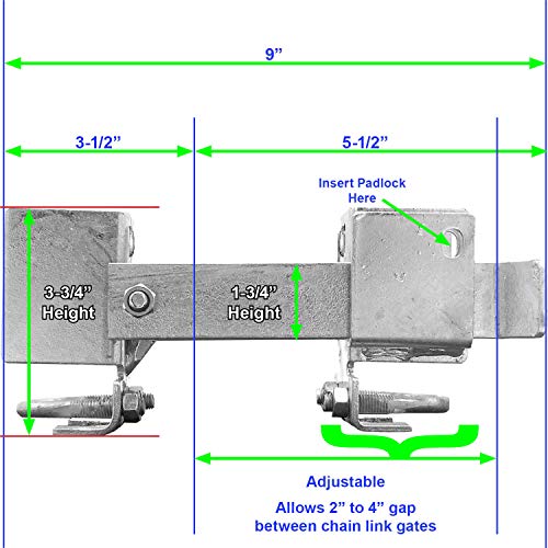 Chain Link Residential Strong Arm Double Gate Latch - Latches Two Gates Together Without the Need of a Drop Rod - Chain Link Double Gate Latch for 1-3/8" Gate Frames - size: Residential - Each