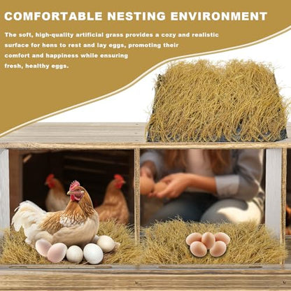 36 Pack Nesting Pads 12" × 12", Chicken Nesting Pads for Coop, Washable Artificial Straw Nesting Box for Laying Eggs for Hen Small Pets(Yellow)