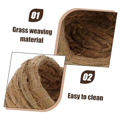 ORFOFE 2pcs Natural Straw Woven Chicken Nest Coop Nesting Pad for Chickens Small Pet Bed